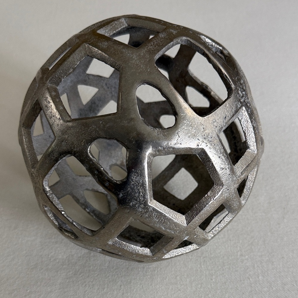 Geometric Silver Metal Sculpture